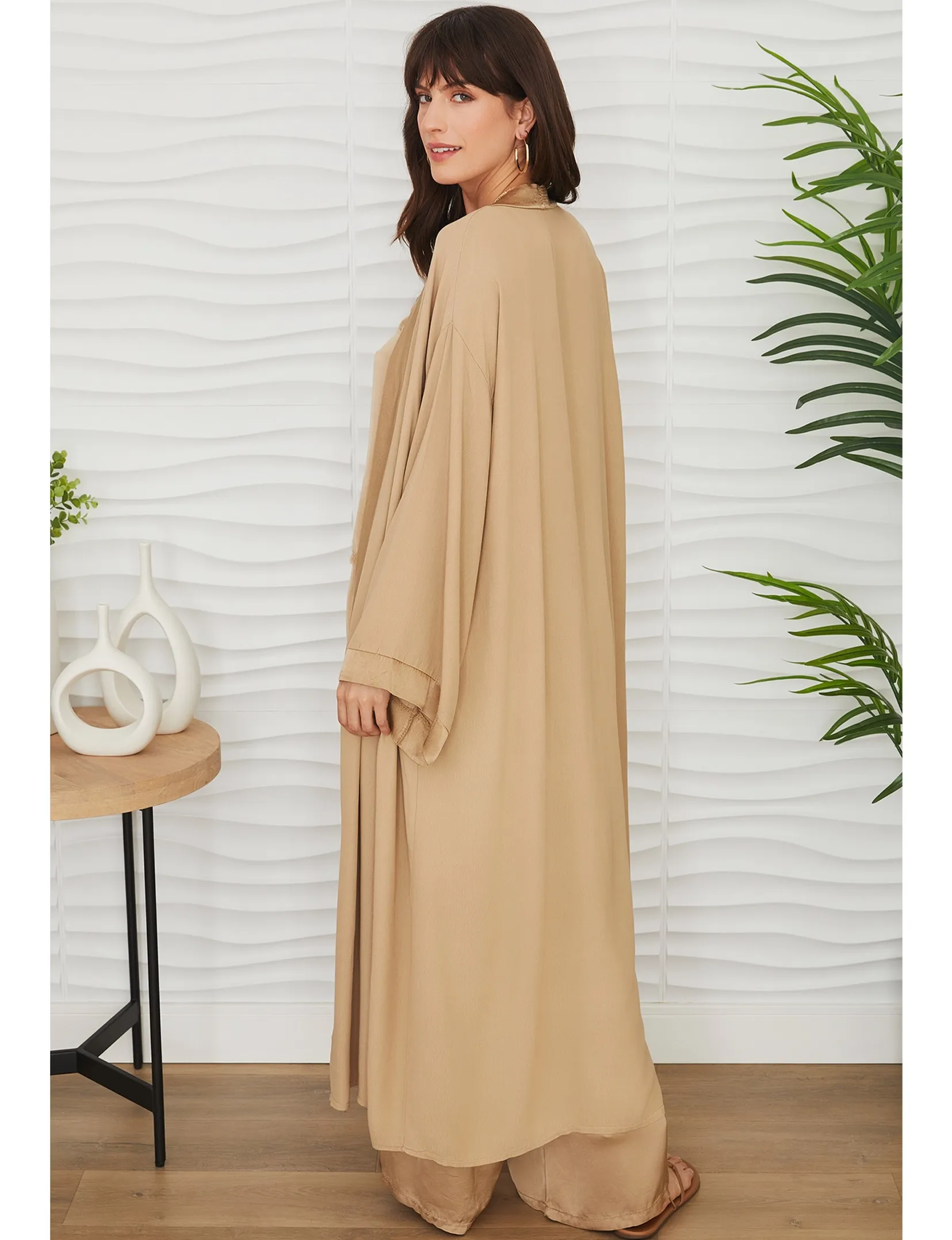 Camel Lightweight Long Cardigan