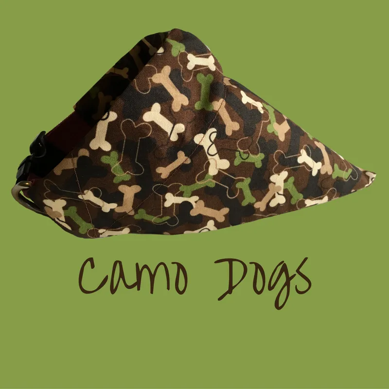 Camo Dogs Bandana can be rewritten more Google SEO friendly as Camouflage Dog Bandana.