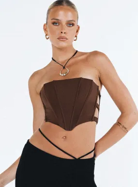 Carnlea Brown Strapless Top