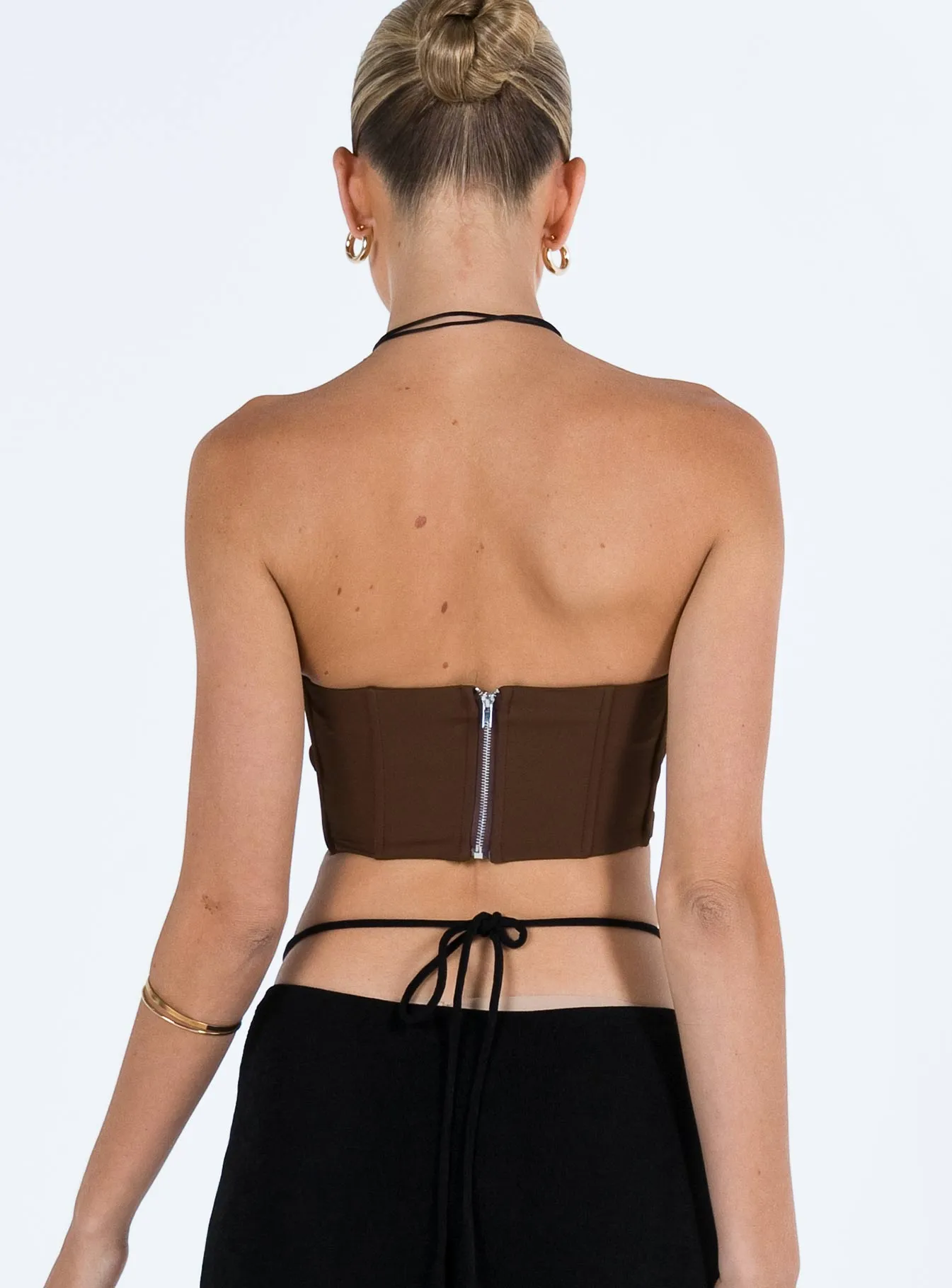 Carnlea Brown Strapless Top