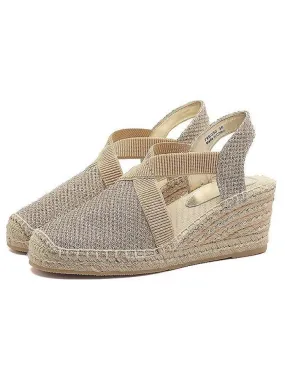 Casual Wedge Sandals with Stitching Detail