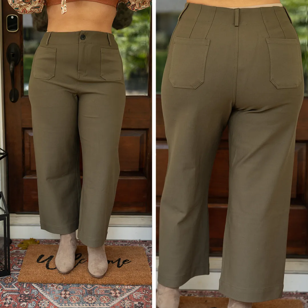 Clear Capris in Olive Green