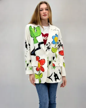 Comfortable jacket with designs.