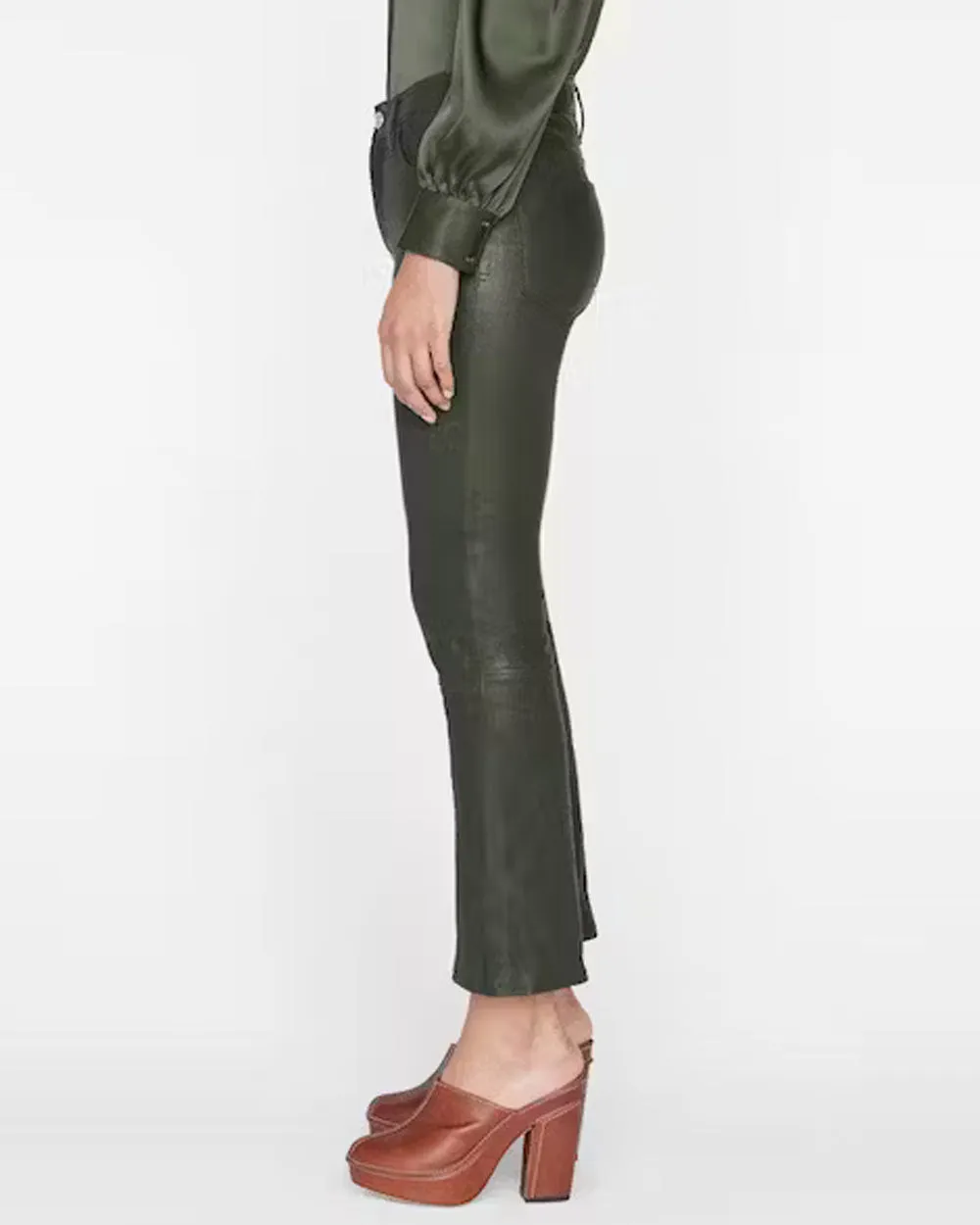 Crop Mini Bootcut Leather Pant in Surplus