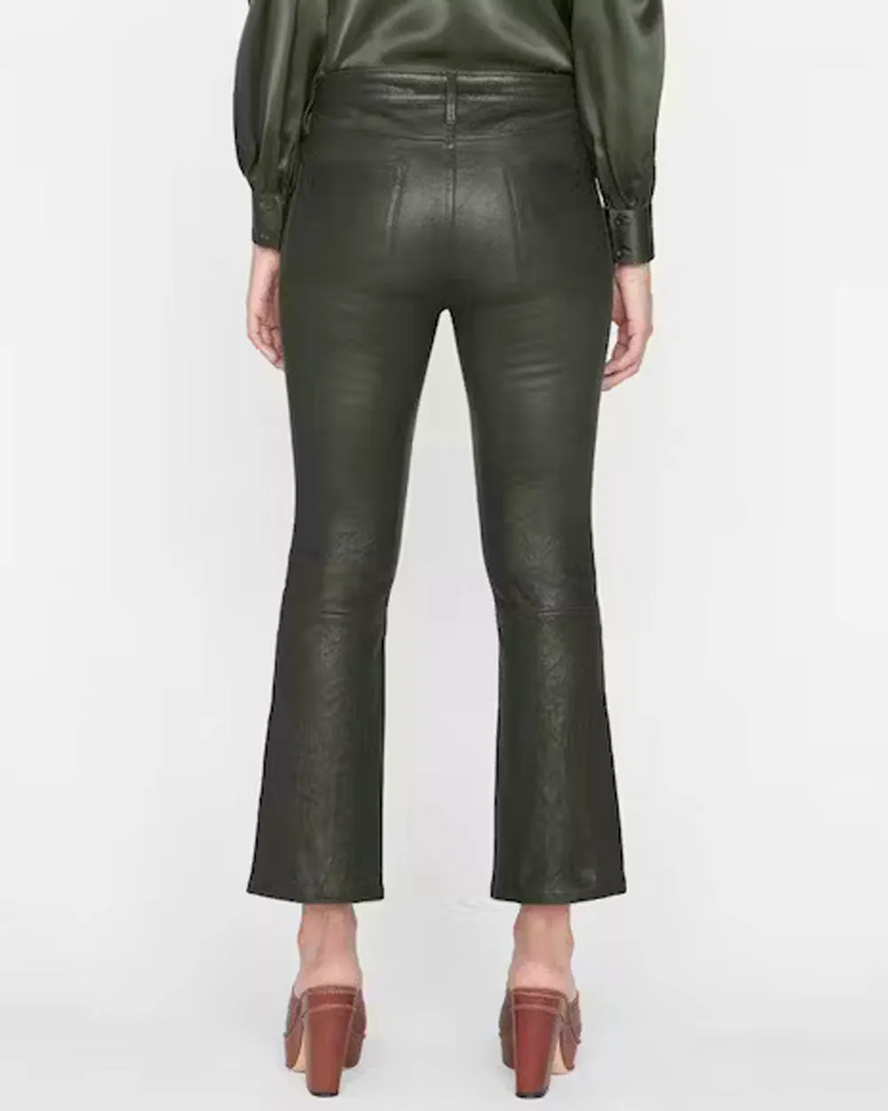 Crop Mini Bootcut Leather Pant in Surplus