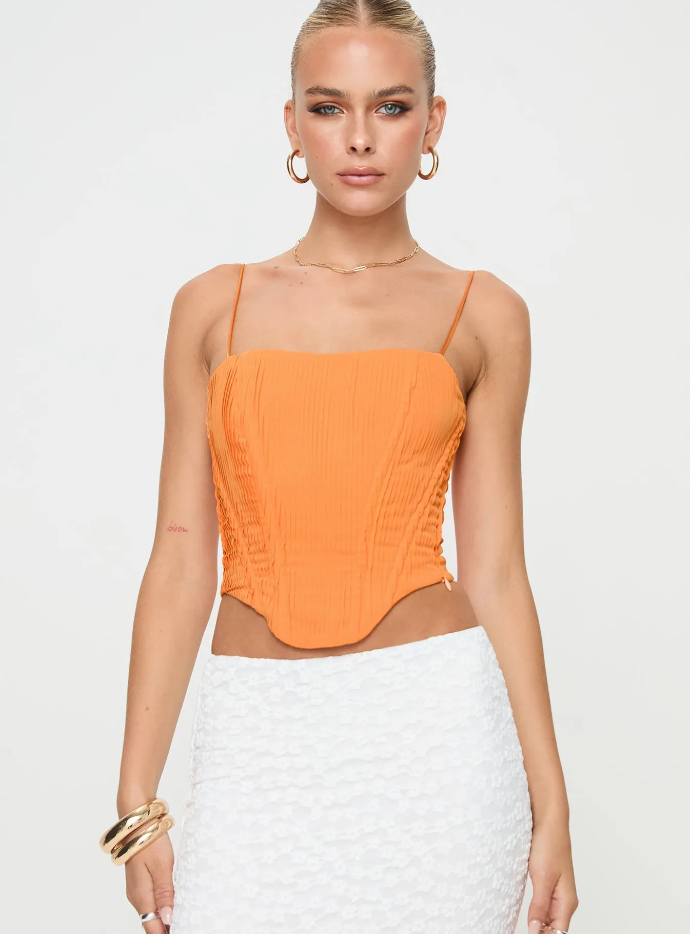 Daintree Orange Plisse Corset