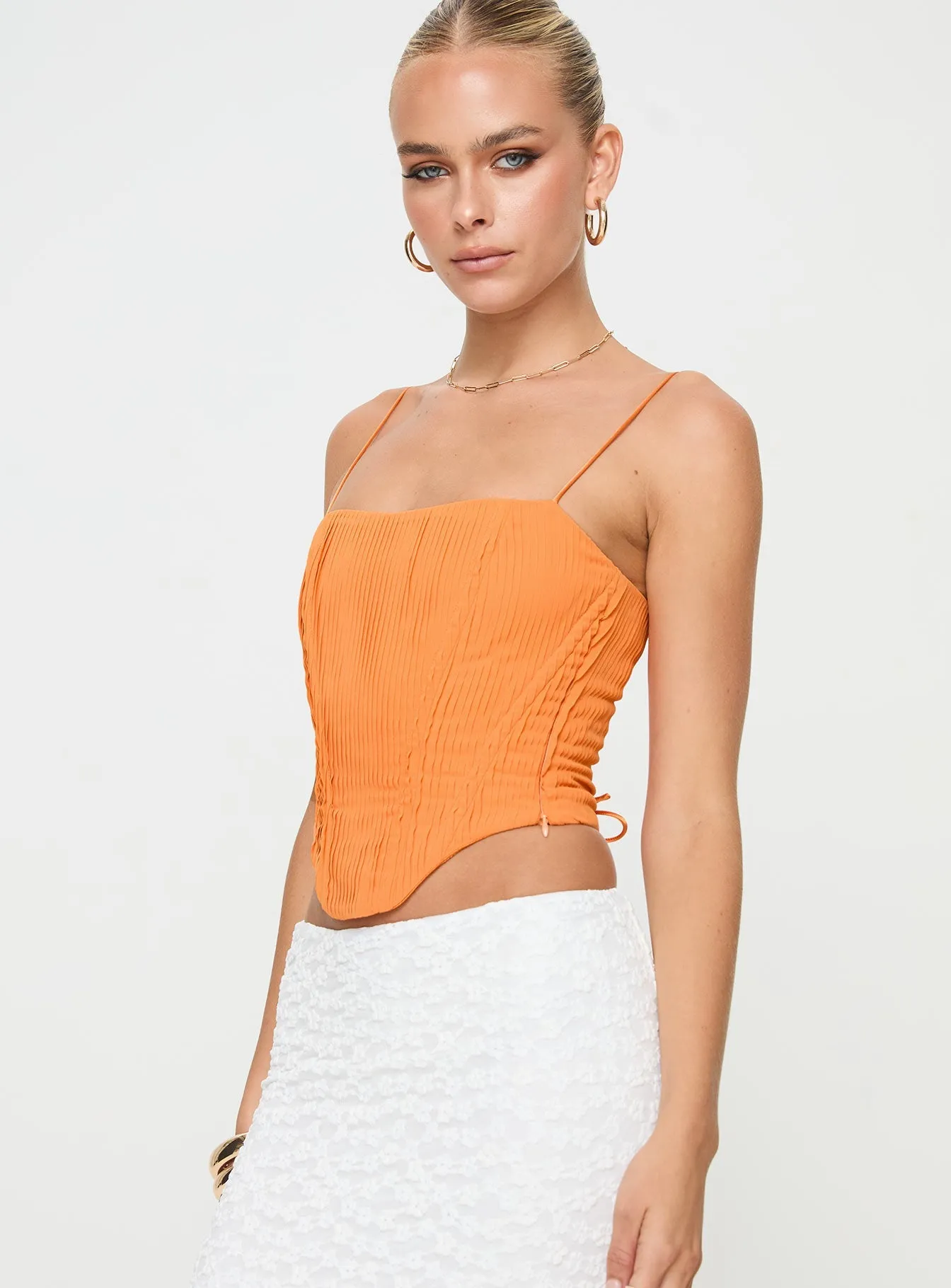 Daintree Orange Plisse Corset