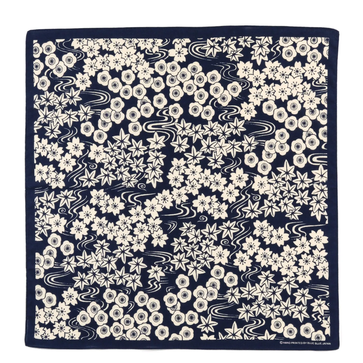 Dark Navy Chiyogami Sakura Bandana from Blue Blue Japan