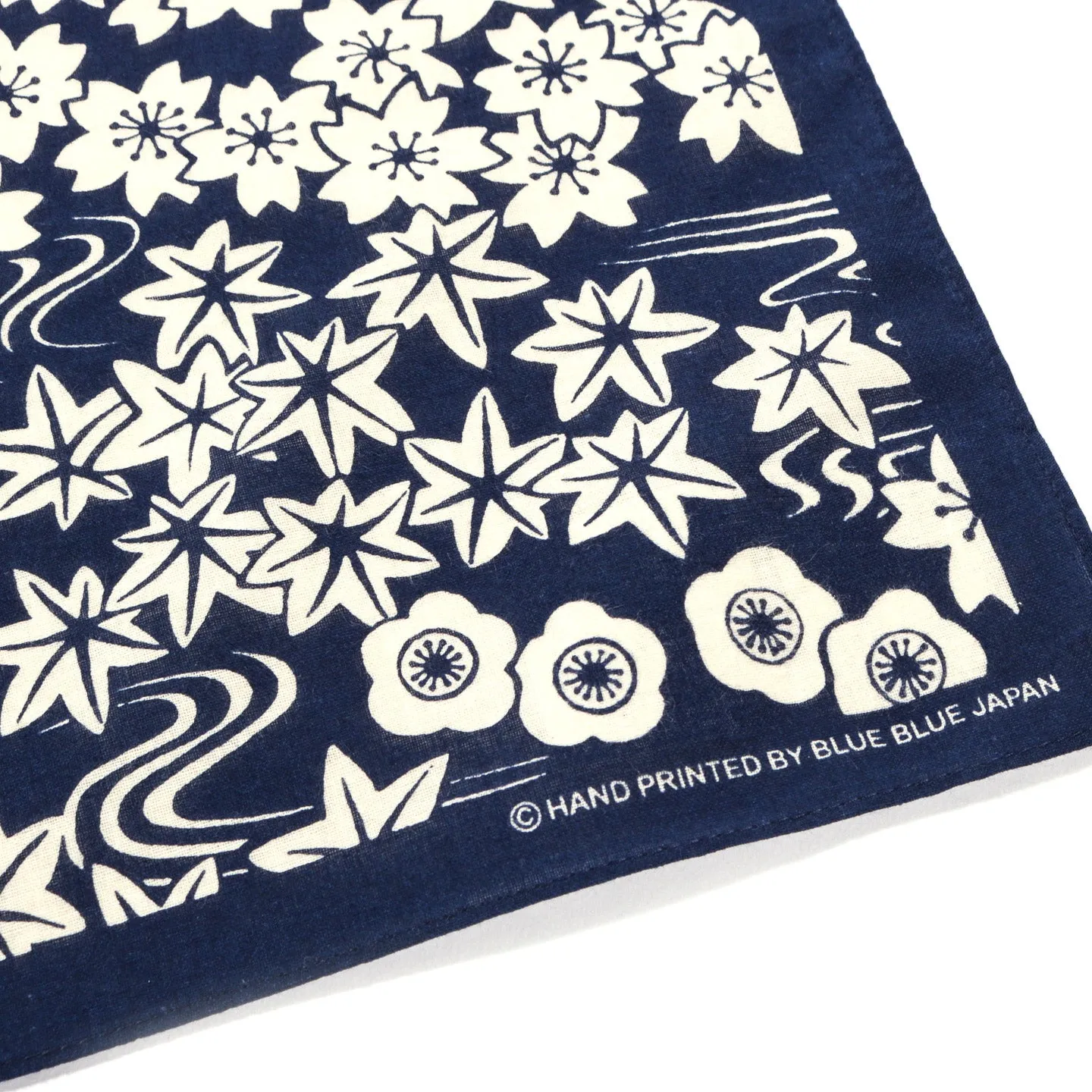 Dark Navy Chiyogami Sakura Bandana from Blue Blue Japan