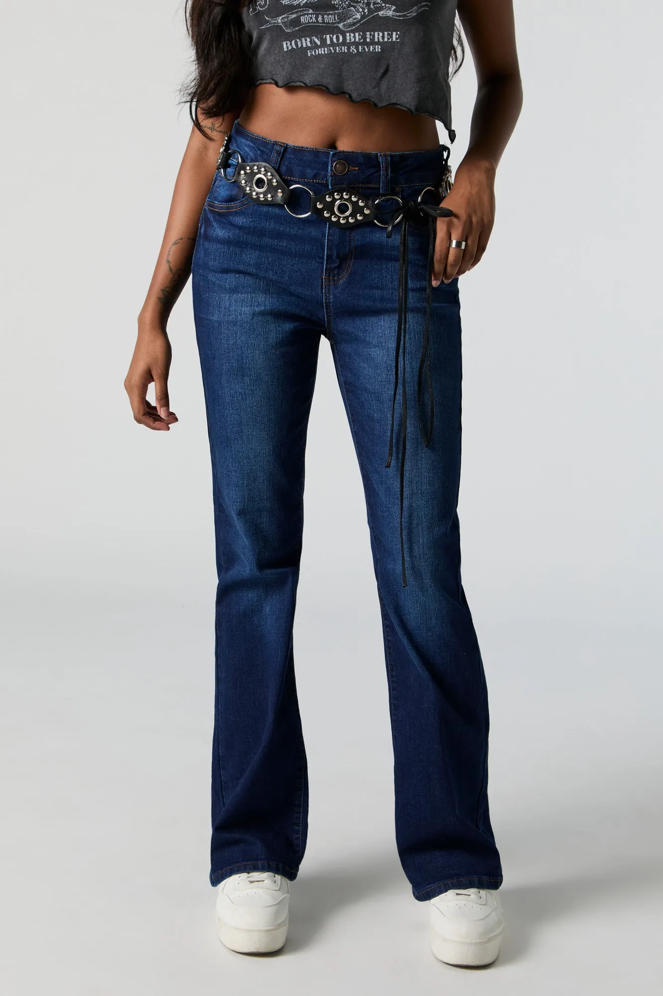 Dark Wash High Waisted Bootcut Jeans