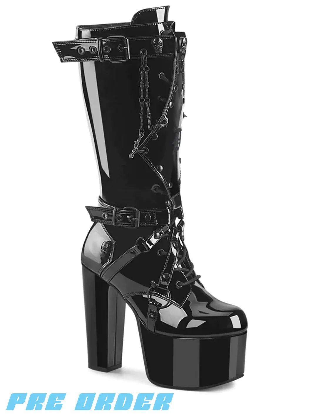 Demonia Torment-218 Boots - Black Patent Pre Order