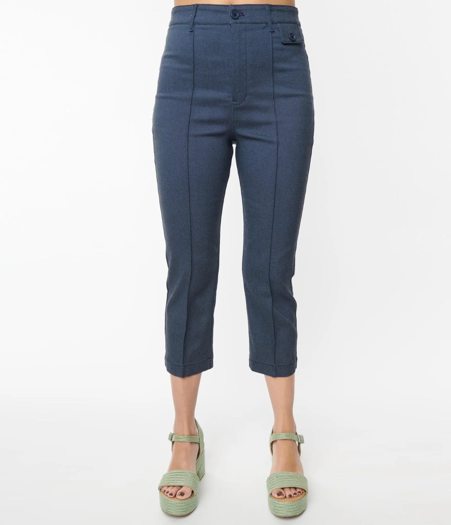 Denim Bengaline Capris with Rainbow Pocket Pintuck - Smak Parlour