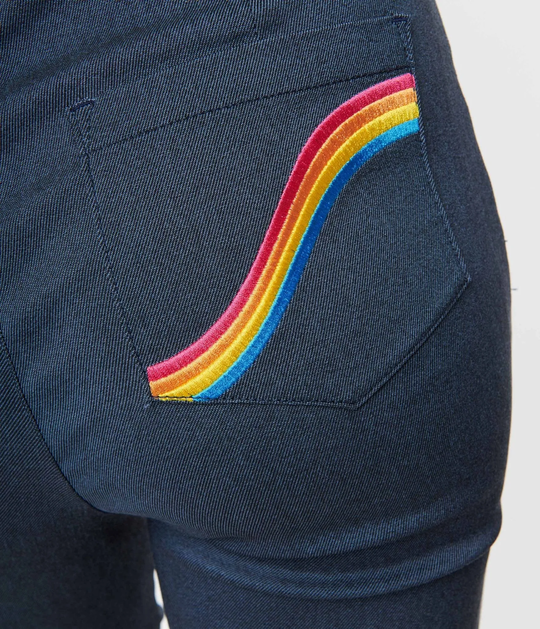 Denim Bengaline Capris with Rainbow Pocket Pintuck - Smak Parlour