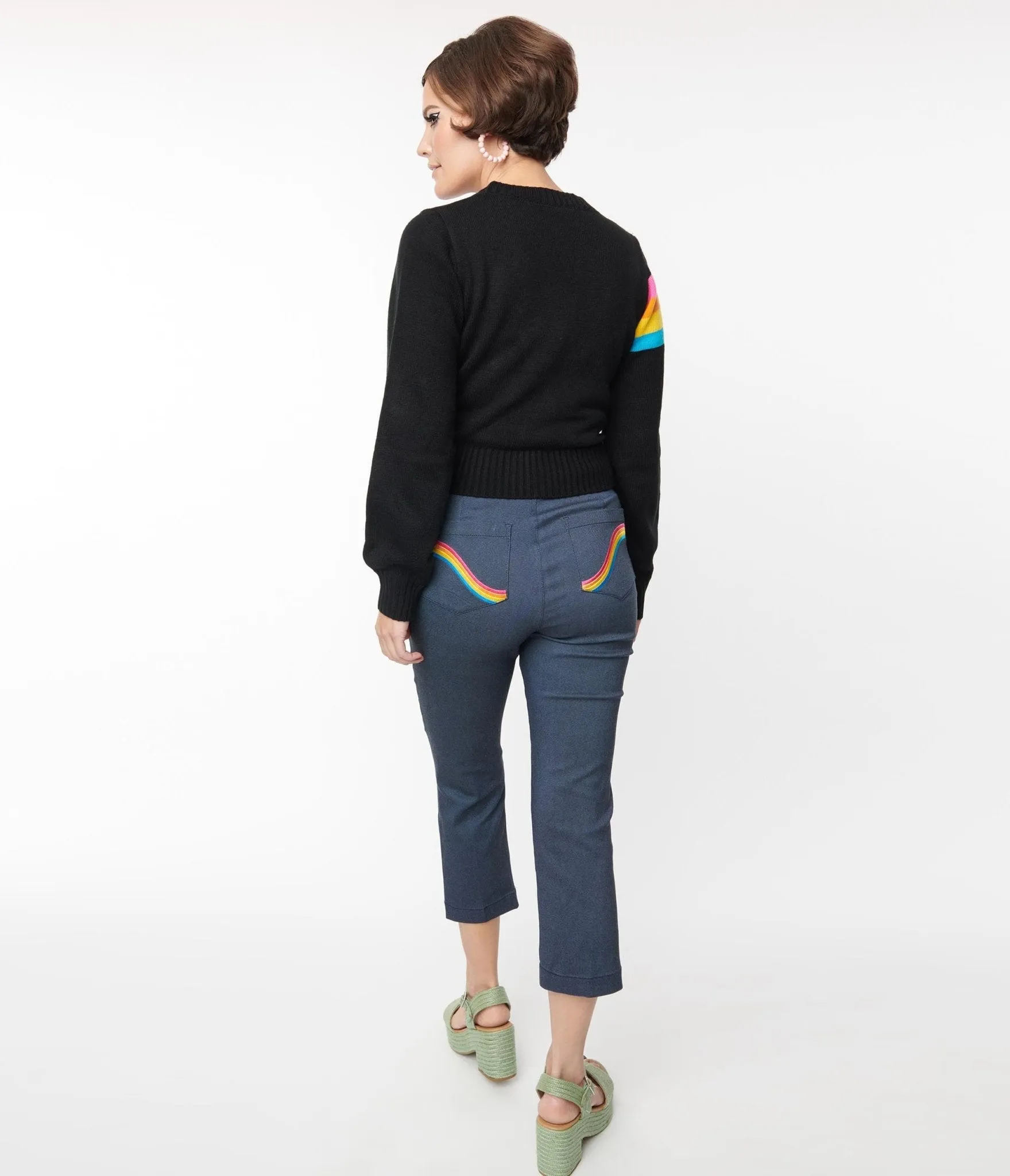 Denim Bengaline Capris with Rainbow Pocket Pintuck - Smak Parlour