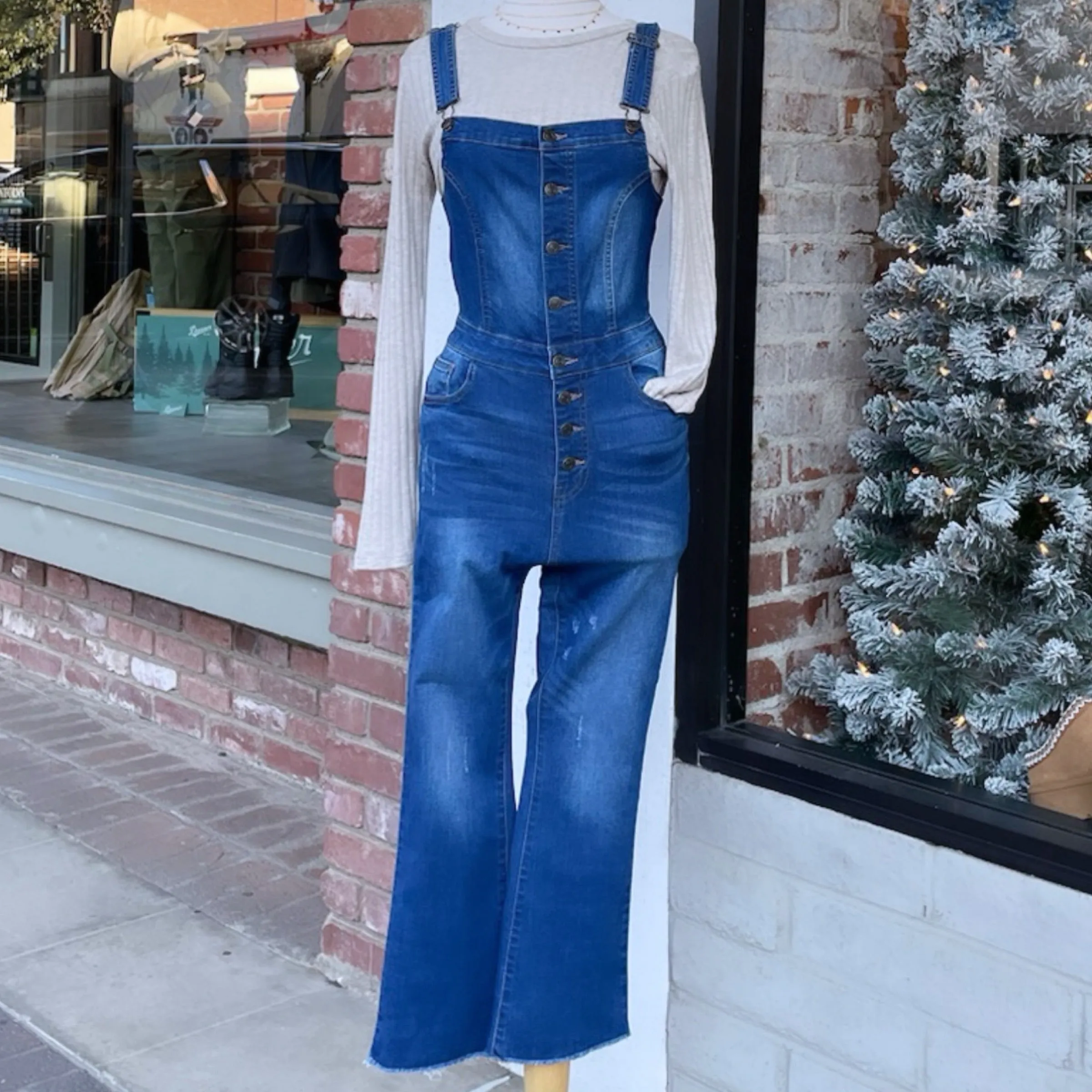 Denim Jumpsuit - Cropped Bootcut Style