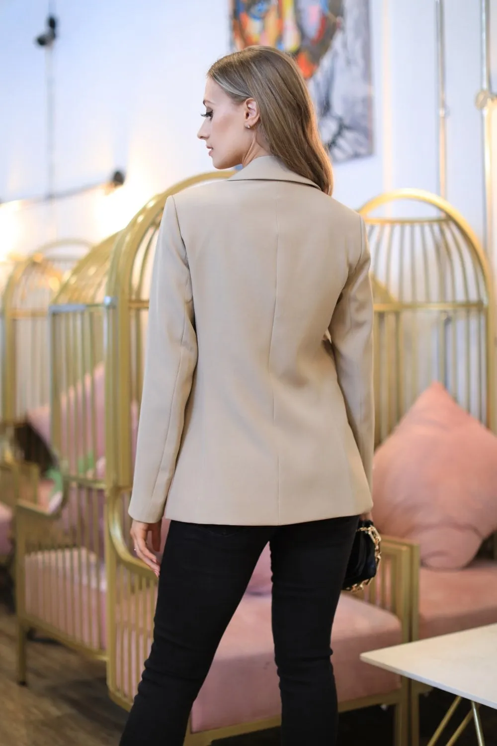 Double Breasted Camel Blazer