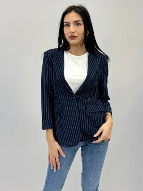 Elasticized striped blazer