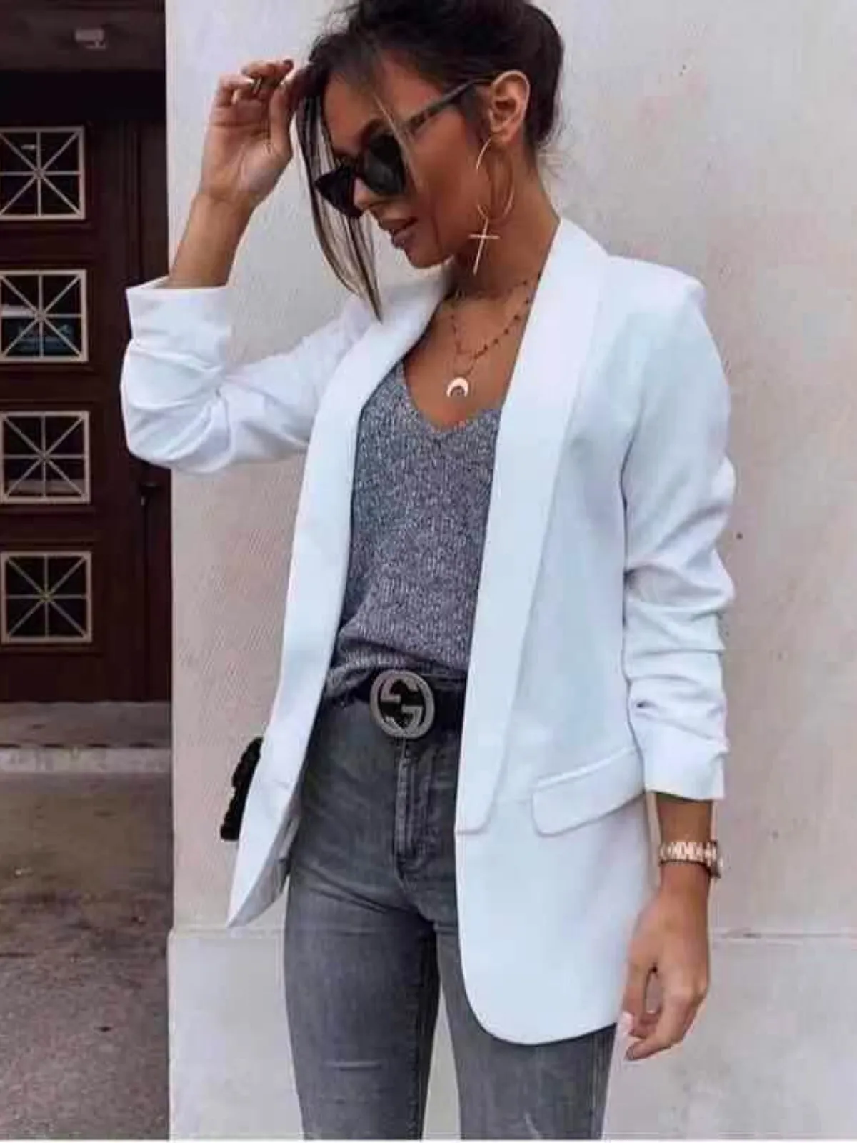 Elegant Blazer with Rolled-Up Sleeves