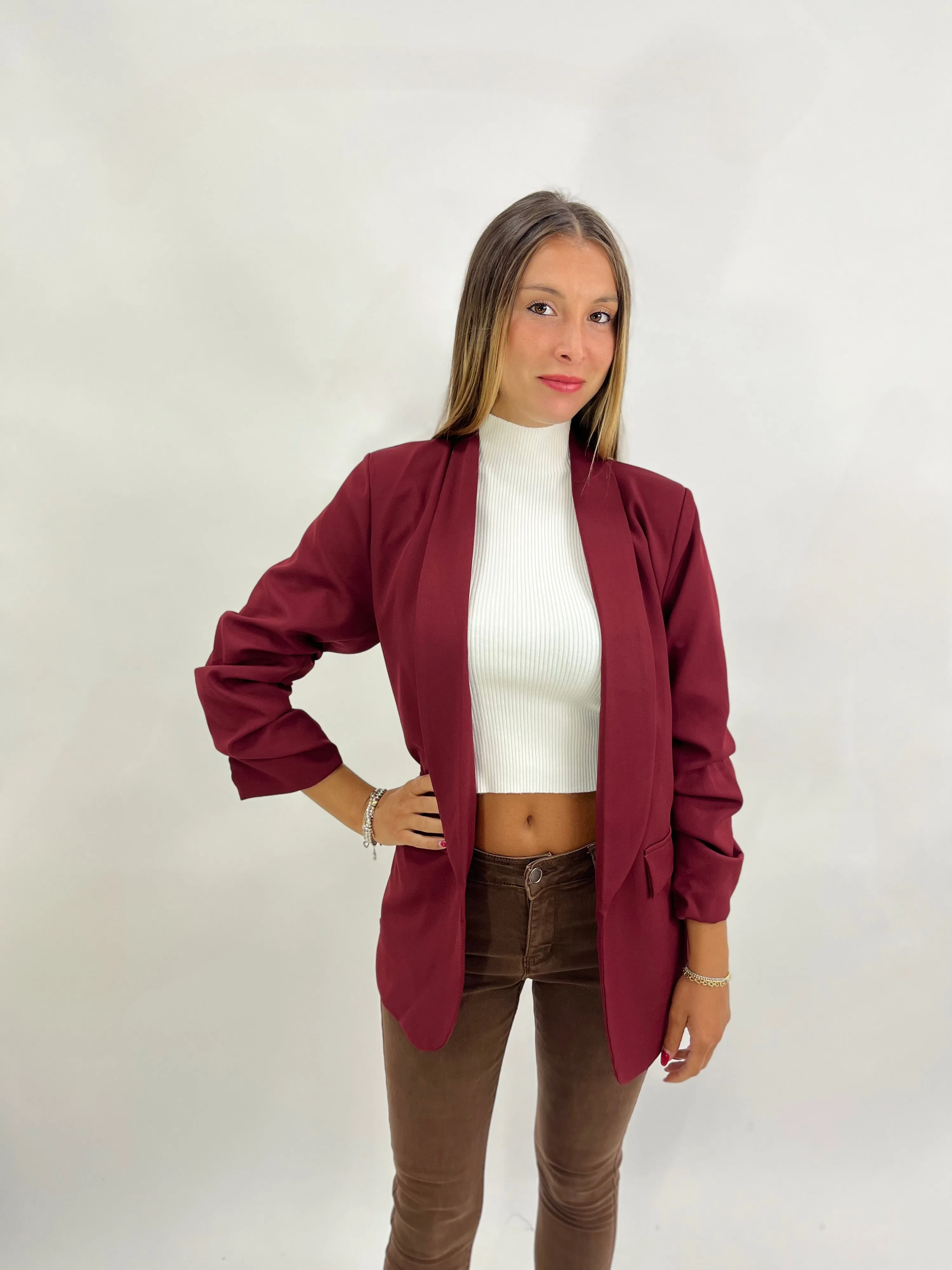 Elegant Blazer with Rolled-Up Sleeves