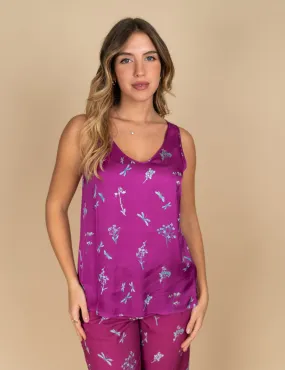 Elena Mirò - Fuchsia Viscose Top with Botanical Print