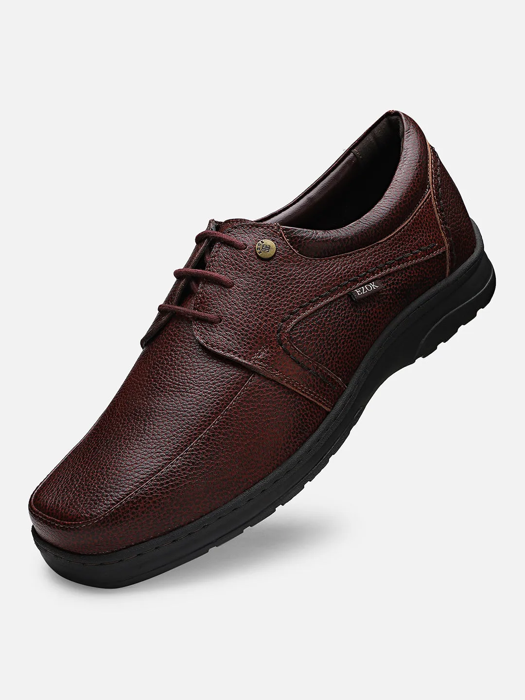 Ezok Men's 2174 Bordo Leather Casual Shoes