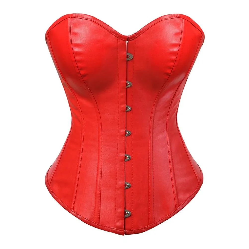 faux leather corset sexy clubwear bustier hot lingerie zipper costume lace-up waist cincher