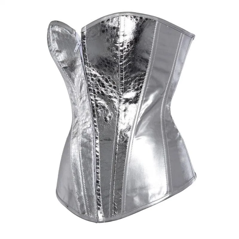 faux leather corset sexy clubwear bustier hot lingerie zipper costume lace-up waist cincher