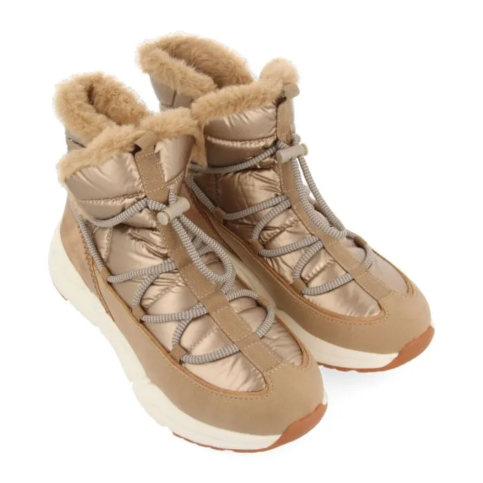 Flirch women's gold lace-up winter boot-style sneakers