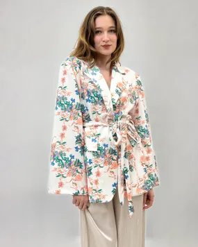 Floral embroidered waist blazer