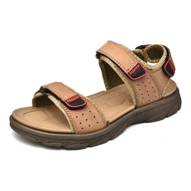 FZ143 Men's Leather Sandals - Lightweight & Casual - Beach Shoes.