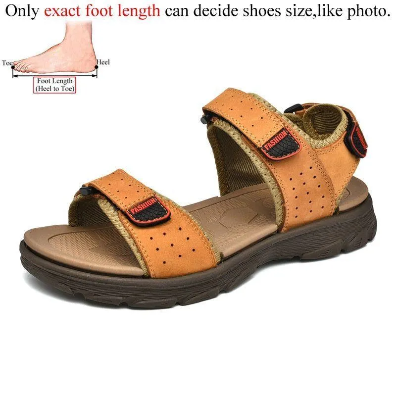 FZ143 Men's Leather Sandals - Lightweight & Casual - Beach Shoes.