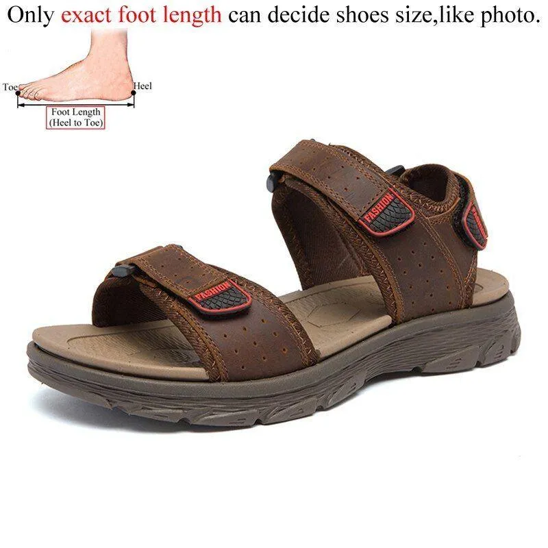 FZ143 Men's Leather Sandals - Lightweight & Casual - Beach Shoes.