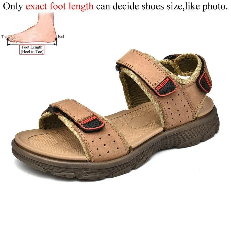 FZ143 Men's Leather Sandals - Lightweight & Casual - Beach Shoes.