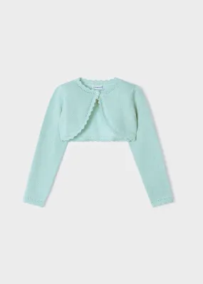 Girl's aqua Mayoral basic knit cardigan