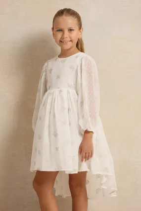 Girls Butterfly Embroidery Chiffon Dress