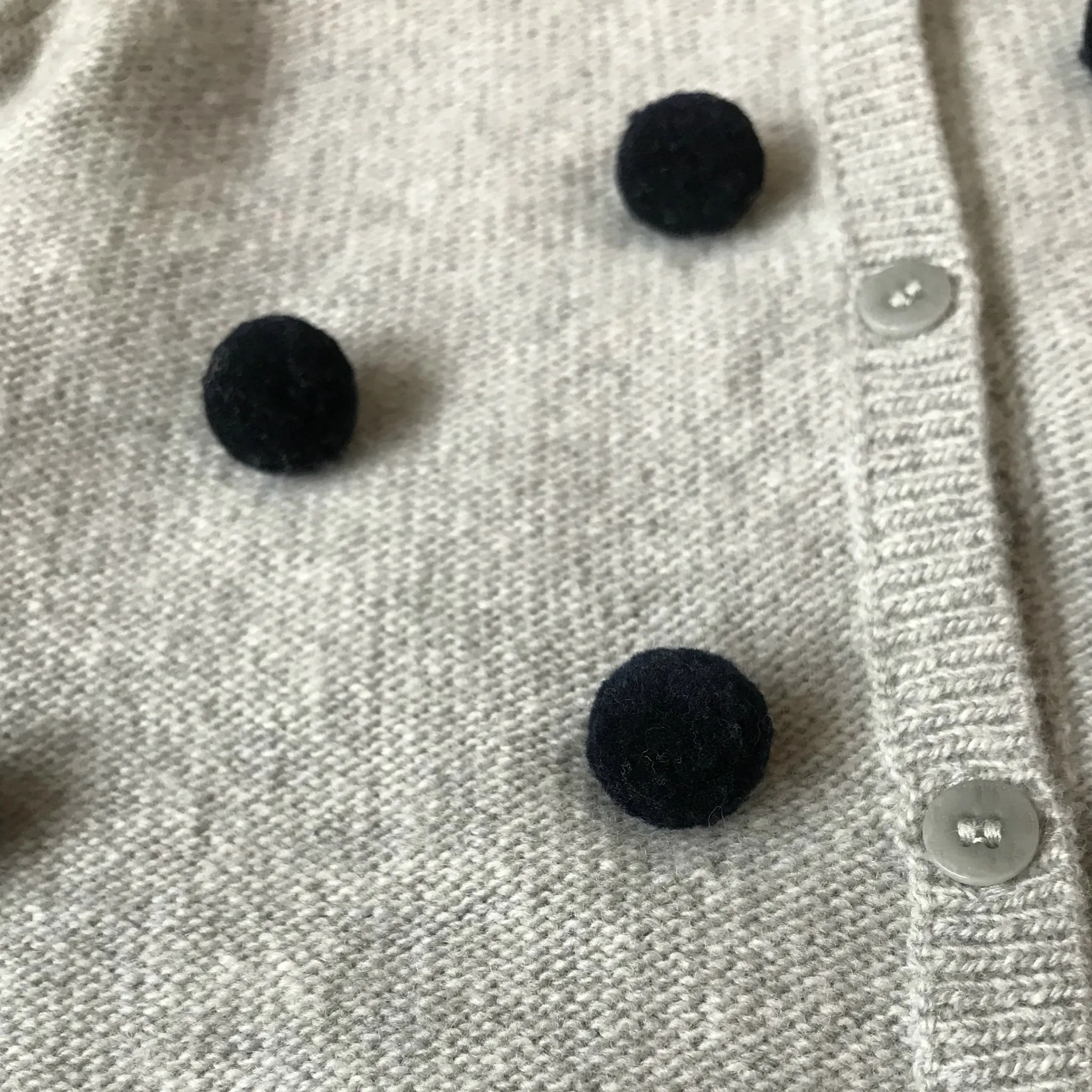 Gufo Grey Wool Cardigan With Black Bobbles - Age 4+ - Shop Now