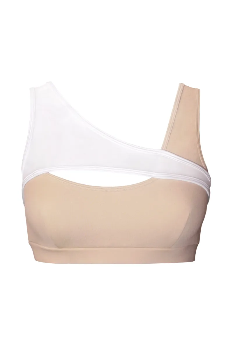 Hamade Activewear Asymmetric Top - Beige | Sleek Fitness Apparel