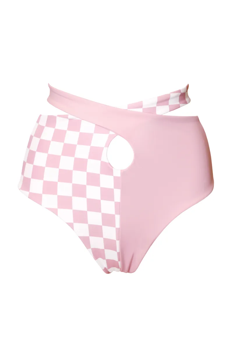 Hamade Activewear Checkered Light Pink Patchwork Bottoms - buy now