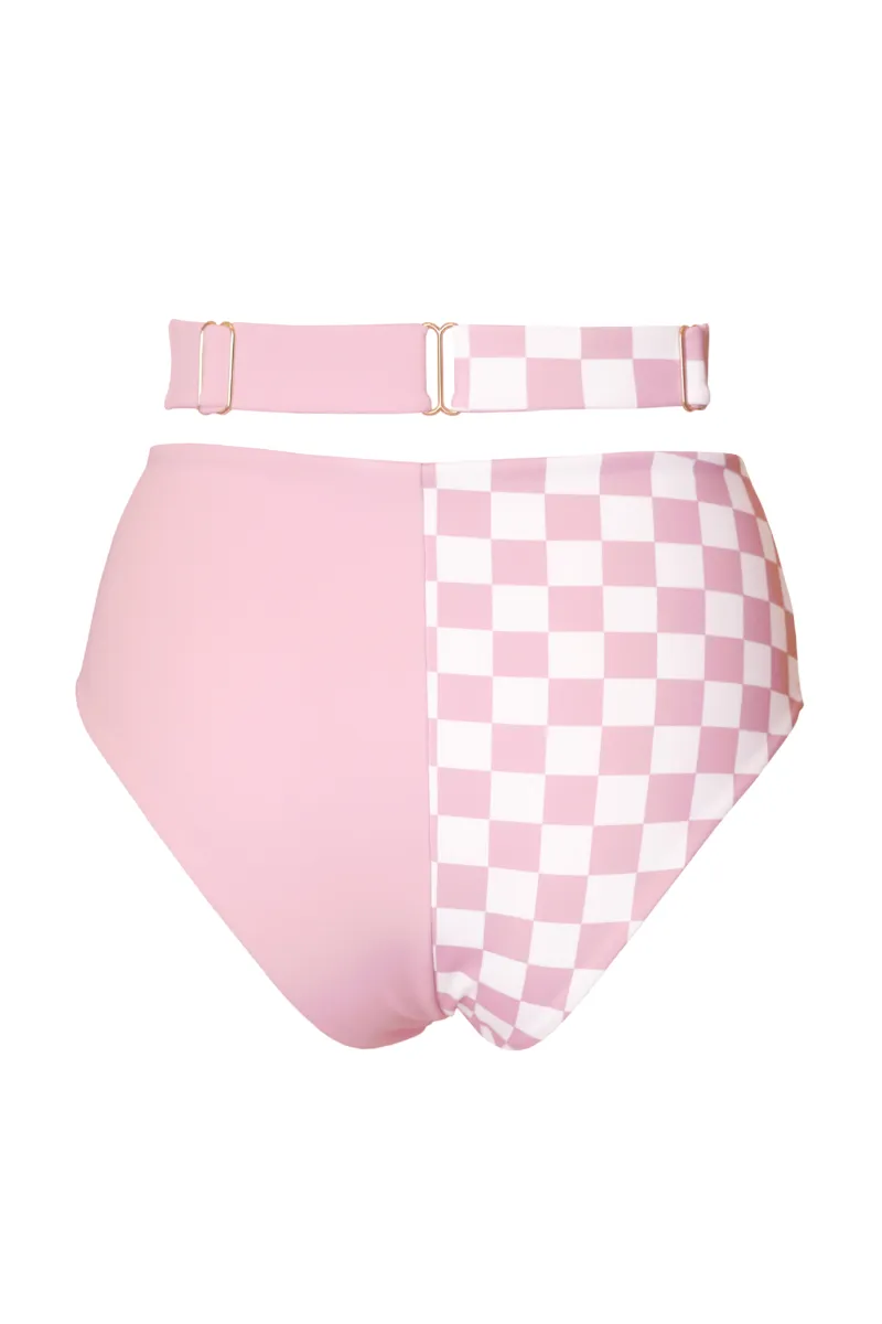 Hamade Activewear Checkered Light Pink Patchwork Bottoms - buy now