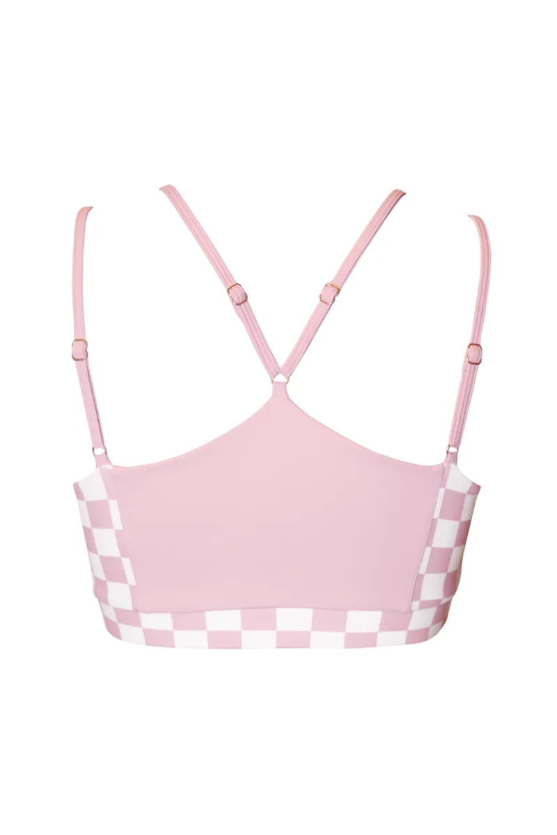 Hamade Activewear Heart Cutout Top Checkered Light Pink