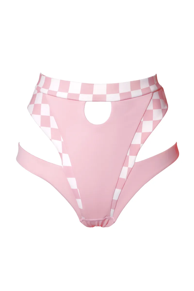 Hamade Activewear High Waisted Checkered Light Pink Bottoms.