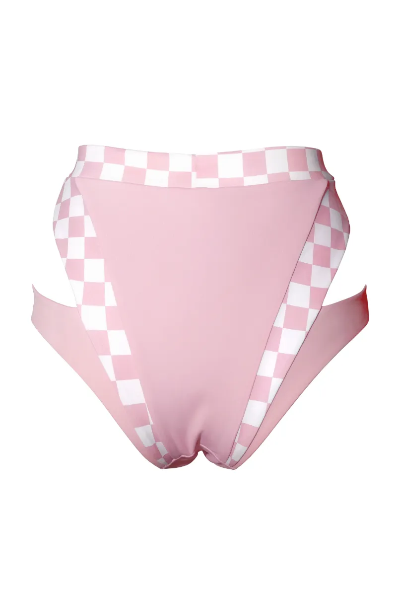 Hamade Activewear High Waisted Checkered Light Pink Bottoms.