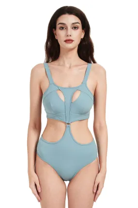 Hamade Activewear Light Blue Neck Ring High Waisted Bottoms.