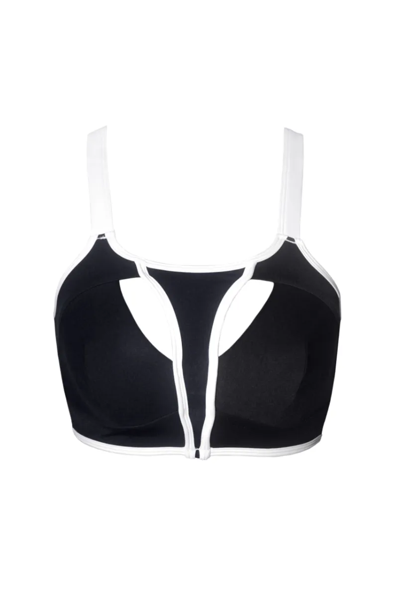 Hamade Activewear Scoop Neck Top - Black / White Trim