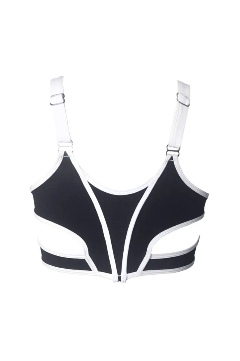 Hamade Activewear Scoop Neck Top - Black / White Trim