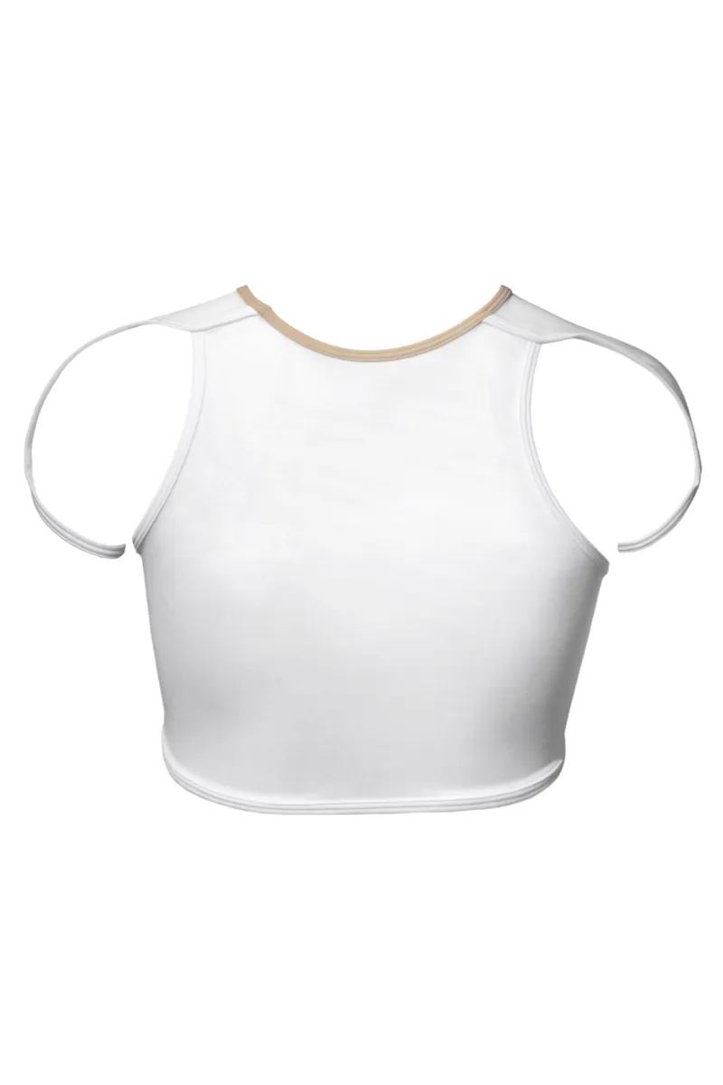 Hamade High Scoop Neck Crop Top - Beige