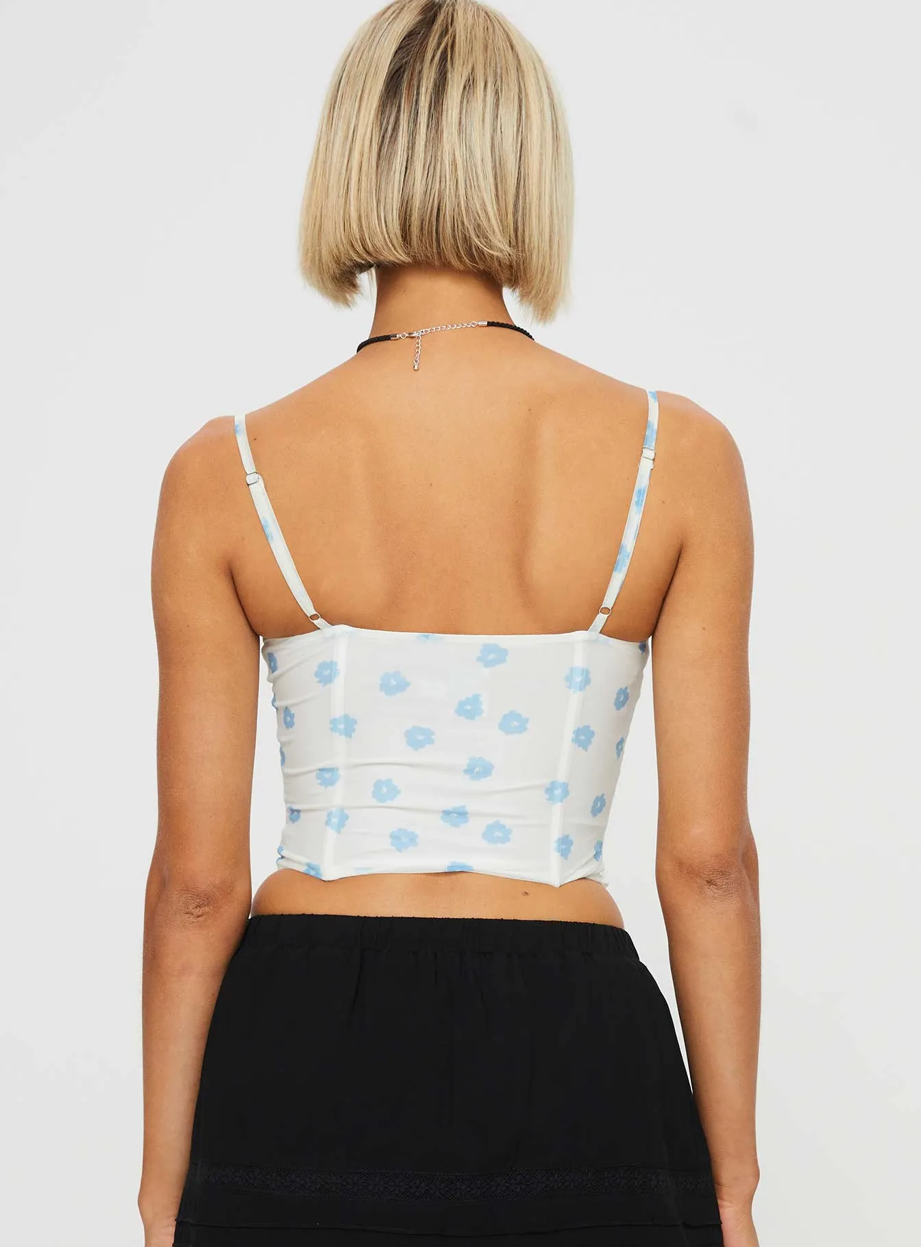 Headley white blue corset top