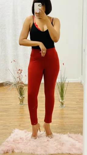 High rise elastic waist trousers