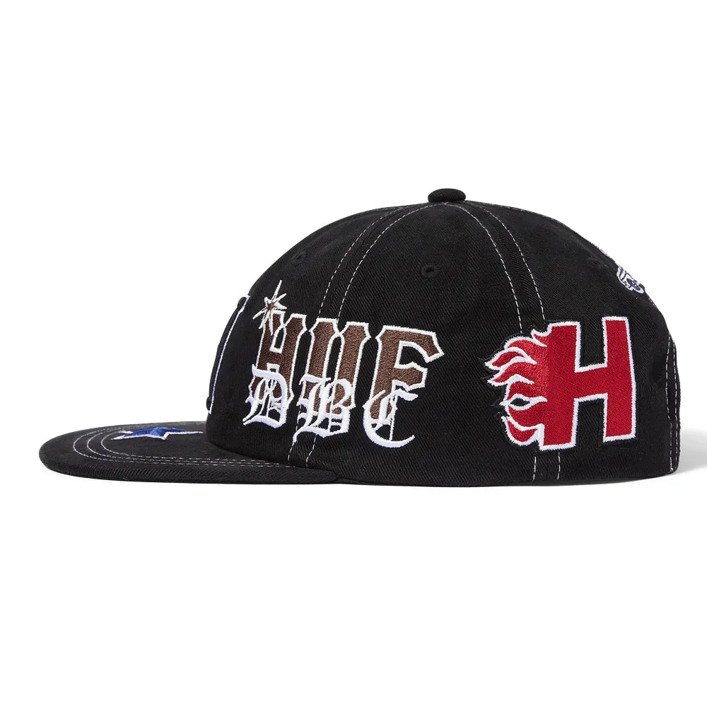 HUF MASHUP 6-PANEL SNAPBACK HAT // BLACK