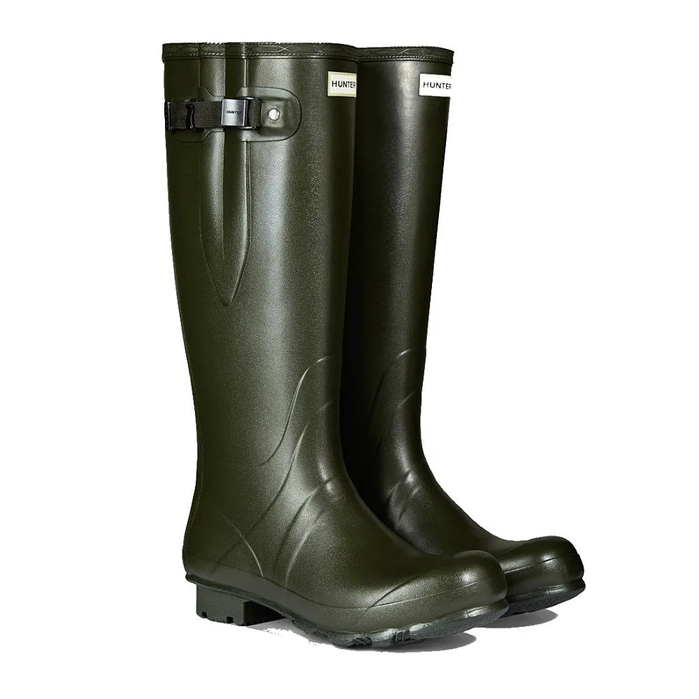 Hunter Men's Wellington Boots, Norris Field Side Adjustable, Dark Olive.